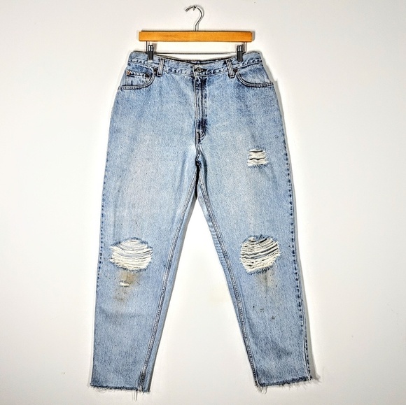 Levi's Denim - Custom Distressed High Waisted Vintage Levi's Mom Jean Classic Relaxed Fit
